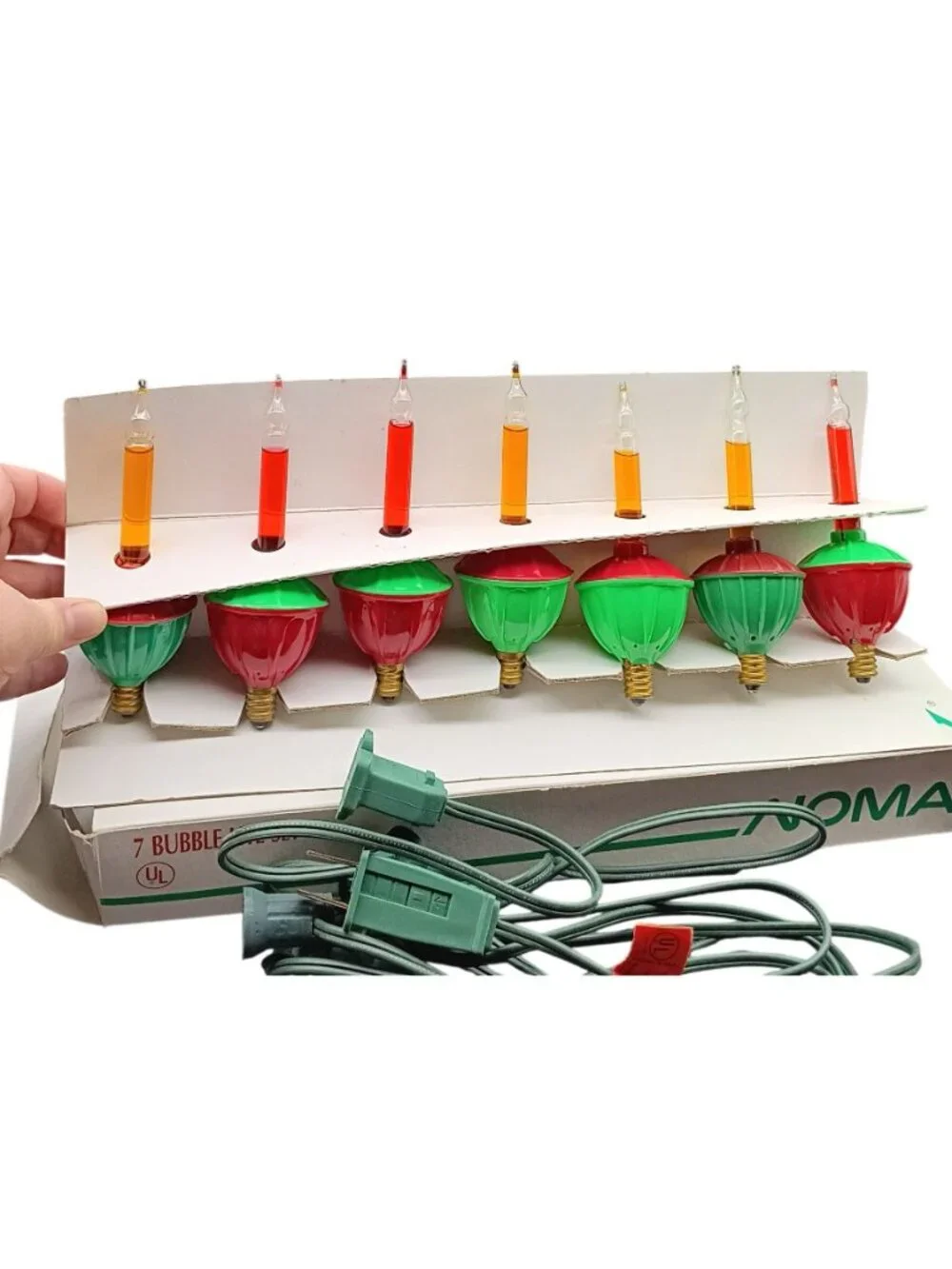 Noma 7-Bulb Bubble Lite Set With Overload Protection Vintage Christmas Decoratio